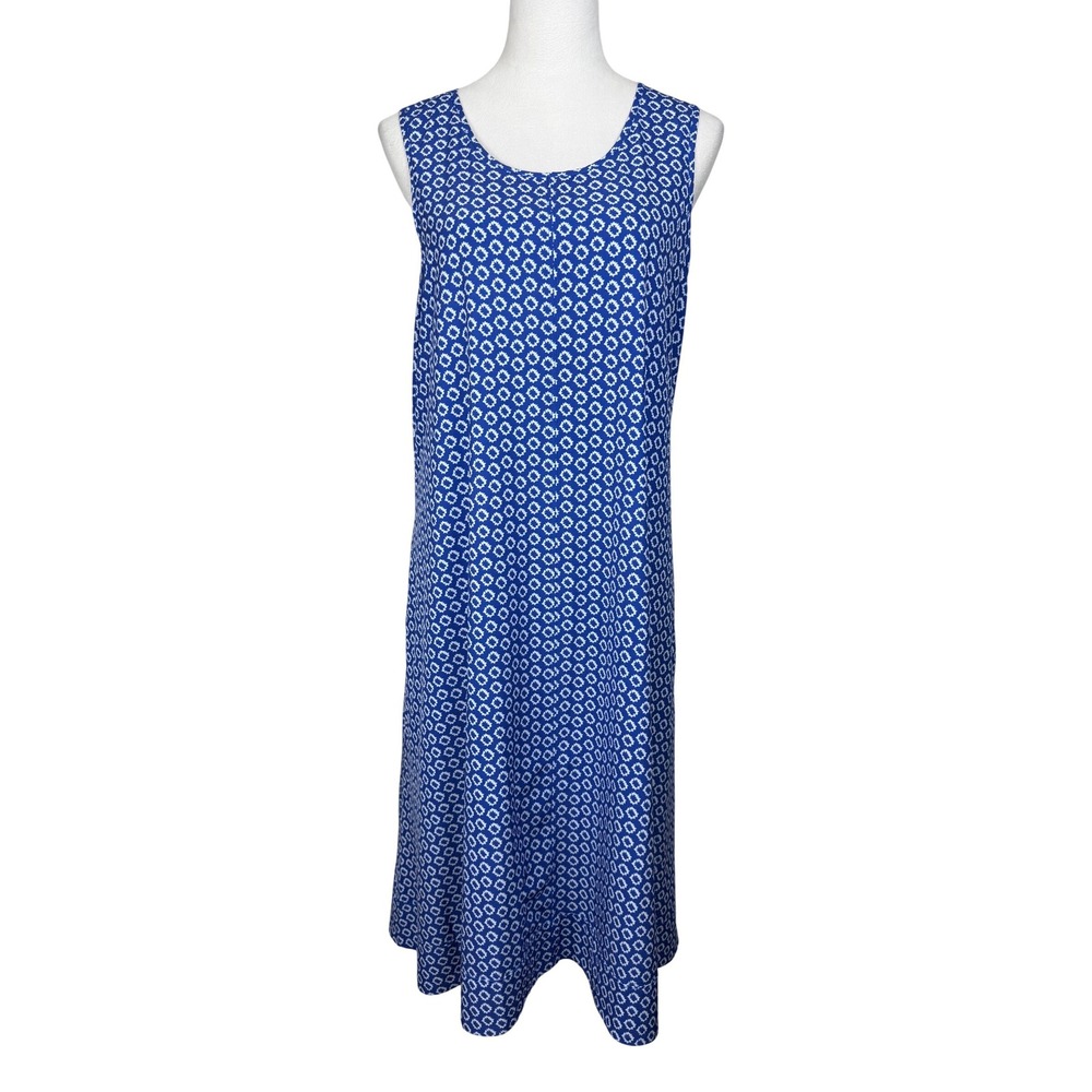 Chico's Travelers Midi Women's 2 (12) Blue Geometric Coastal‎ Pockets Flowy